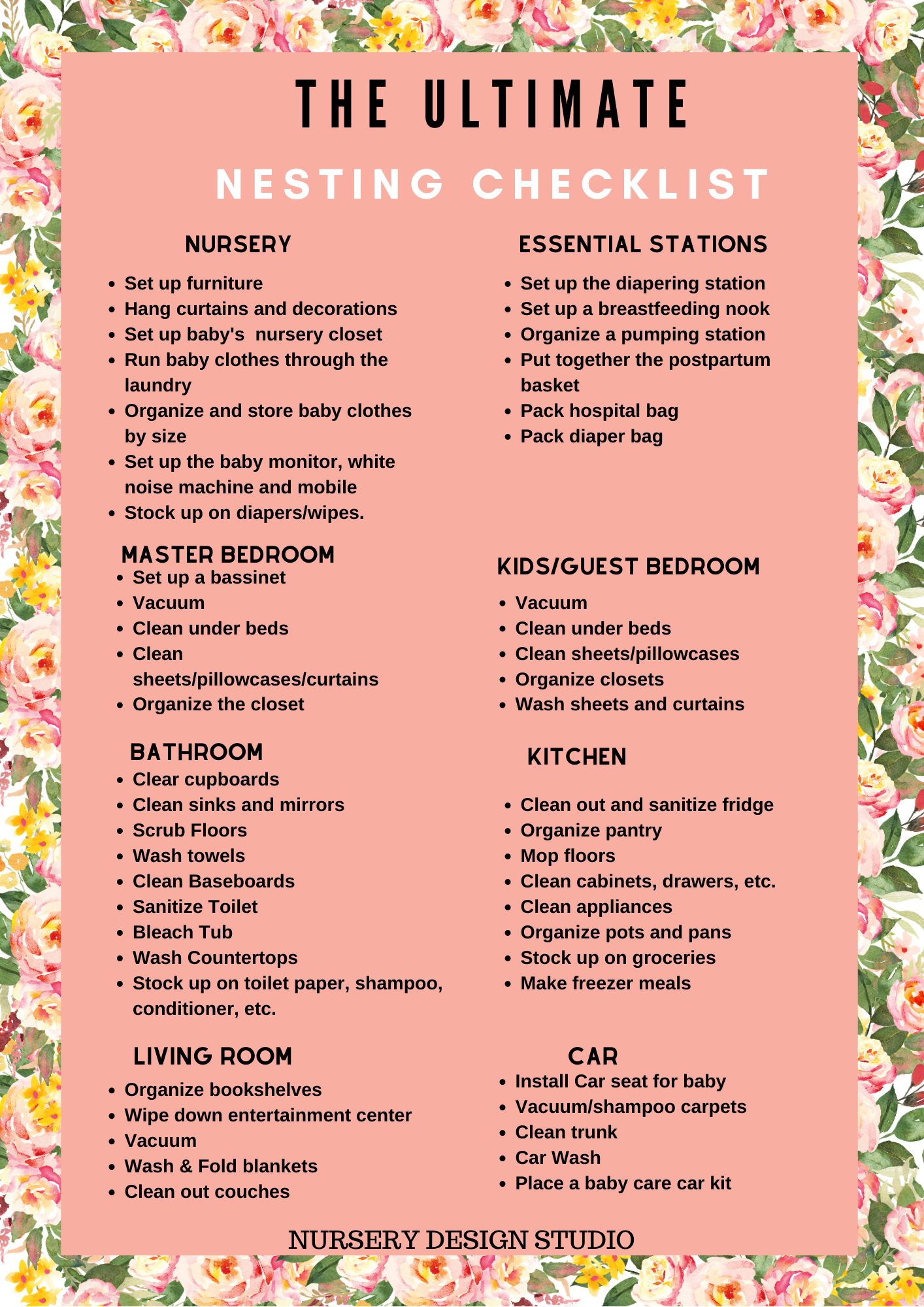 PREPARING FOR BABY CHECKLIST PRINTABLE PDF Nursery Design Studio