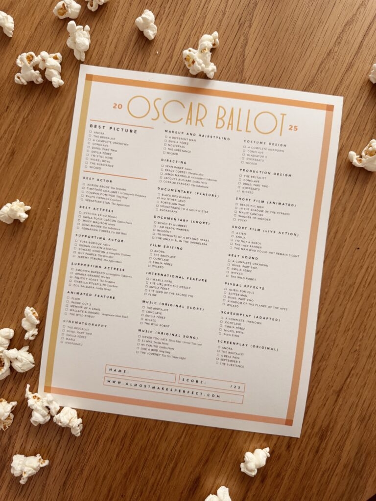 oscar ballot 2025 printable pdf