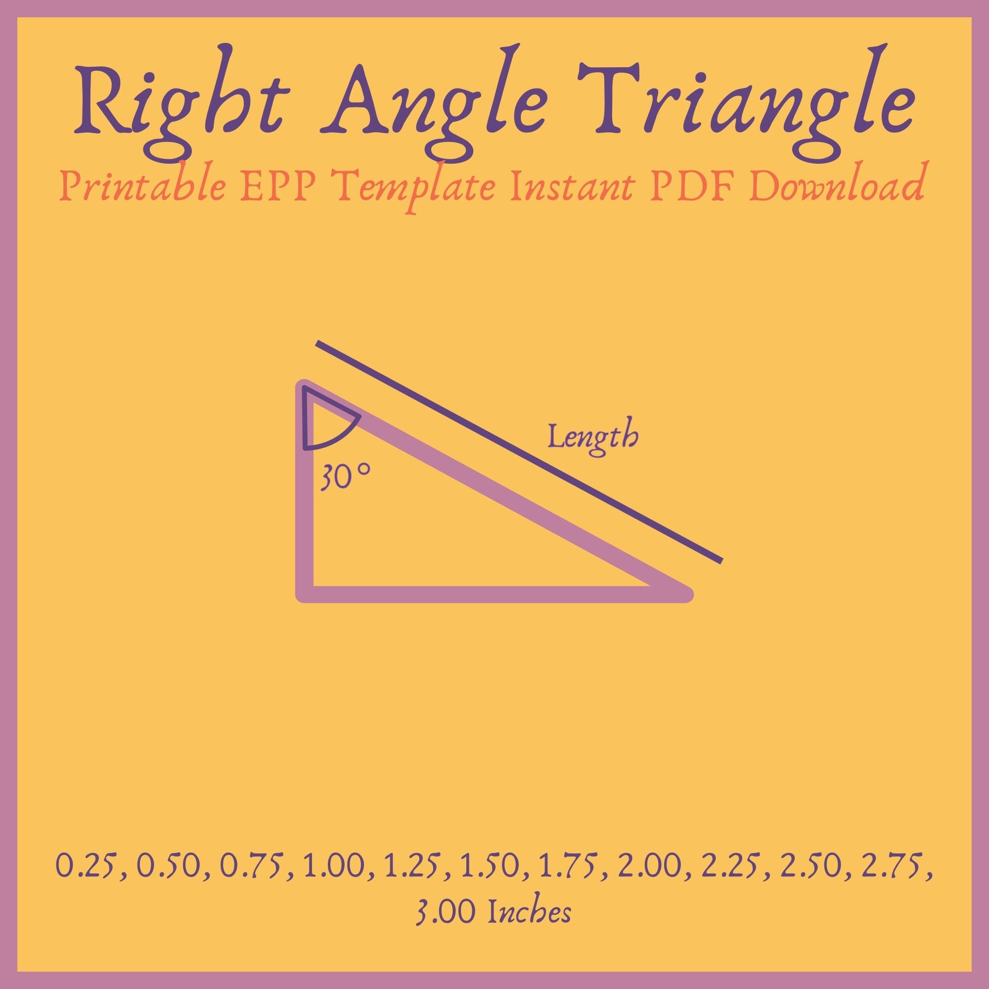 Printable 30 60 90 Degree Triangle EPP Template Instant PDF Download Etsy