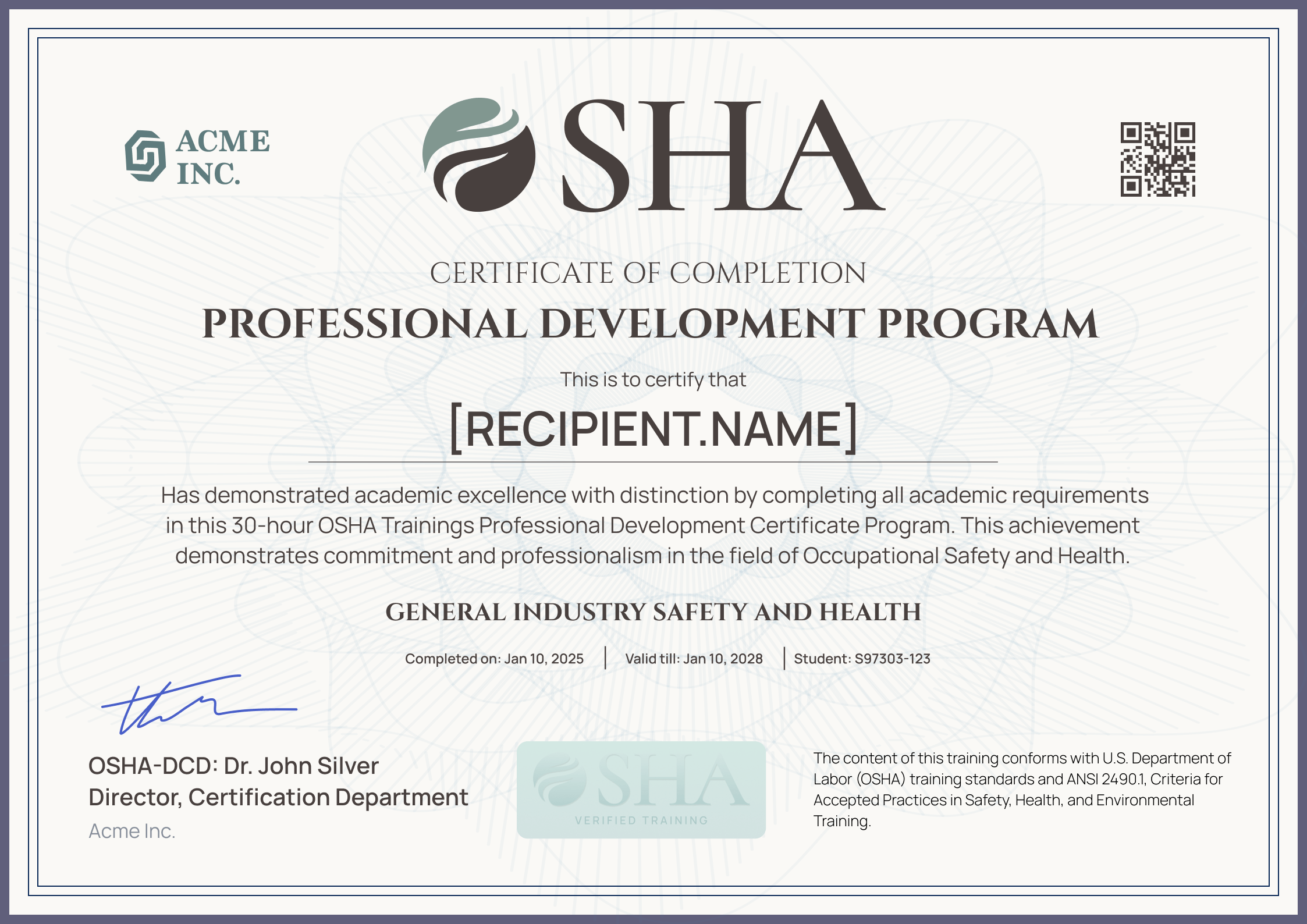 printable osha 30 card template