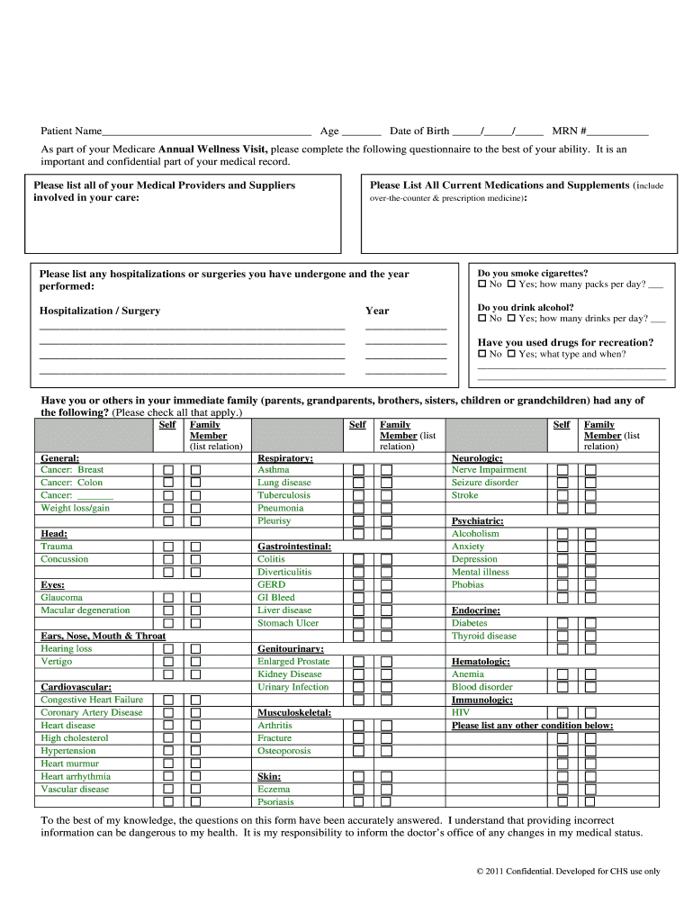 printable annual wellness visit template