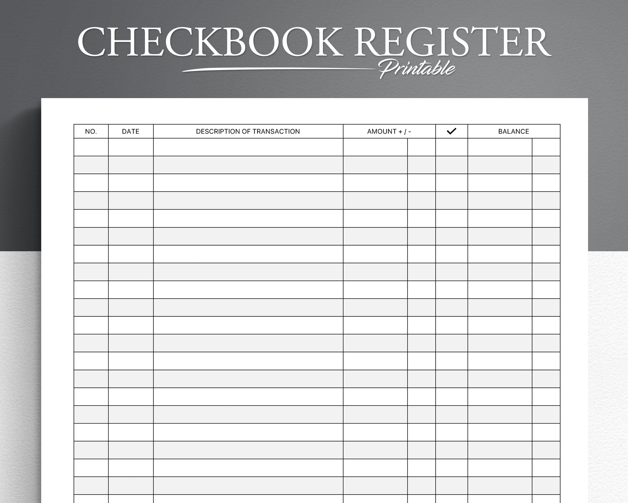 free check register printable pdf