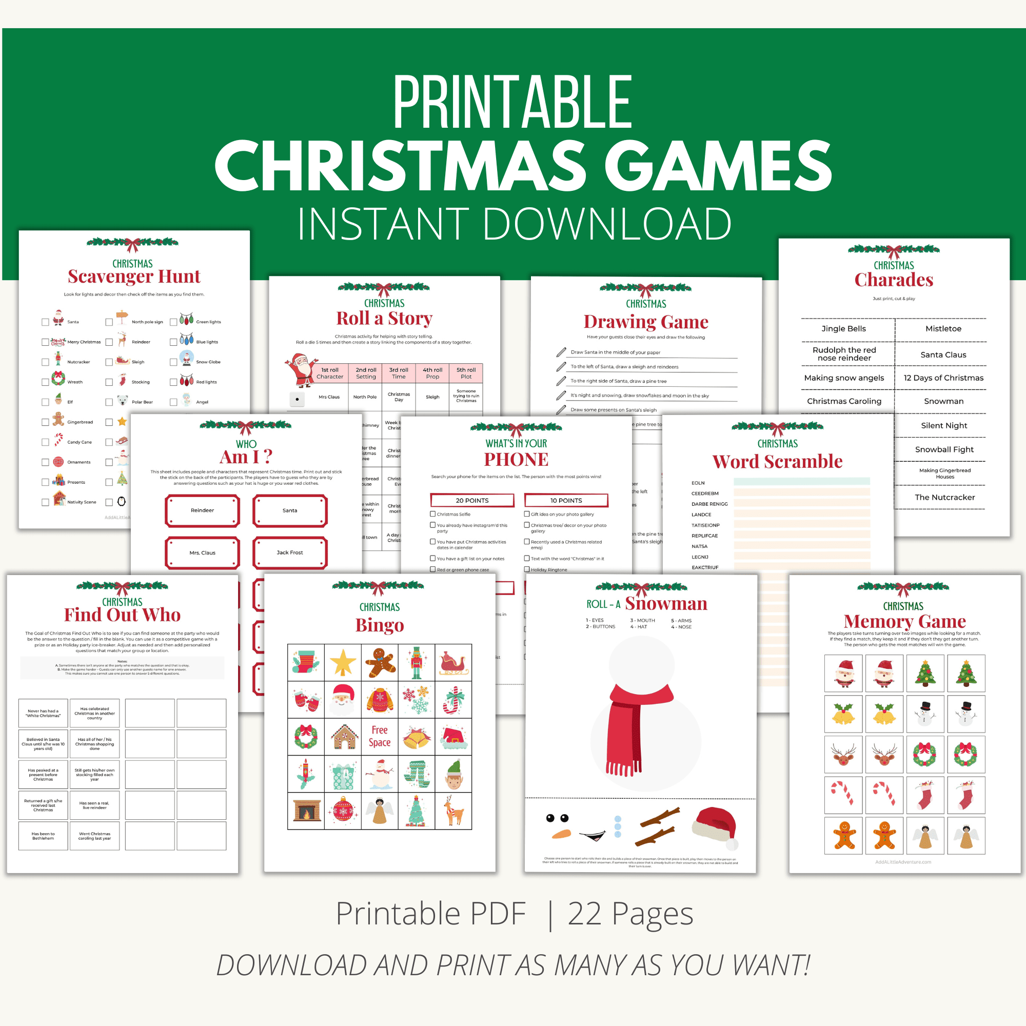 Printable Christmas Party Games Downloadable PDF Add A Little Adventure
