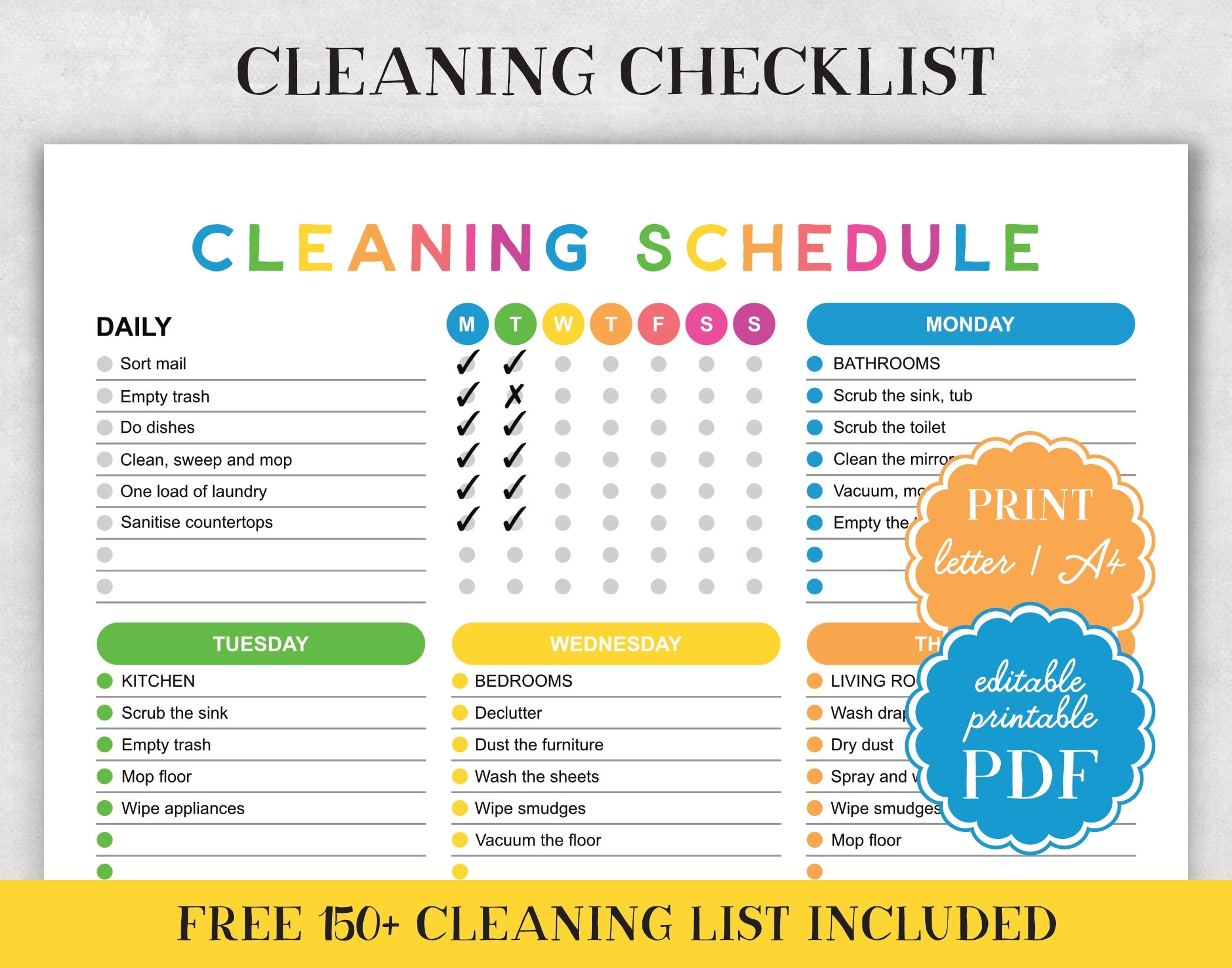 printable cleaning schedule