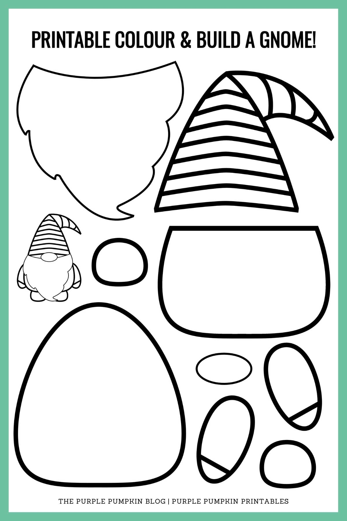 Printable Color Build A Christmas Gnome Gonk 