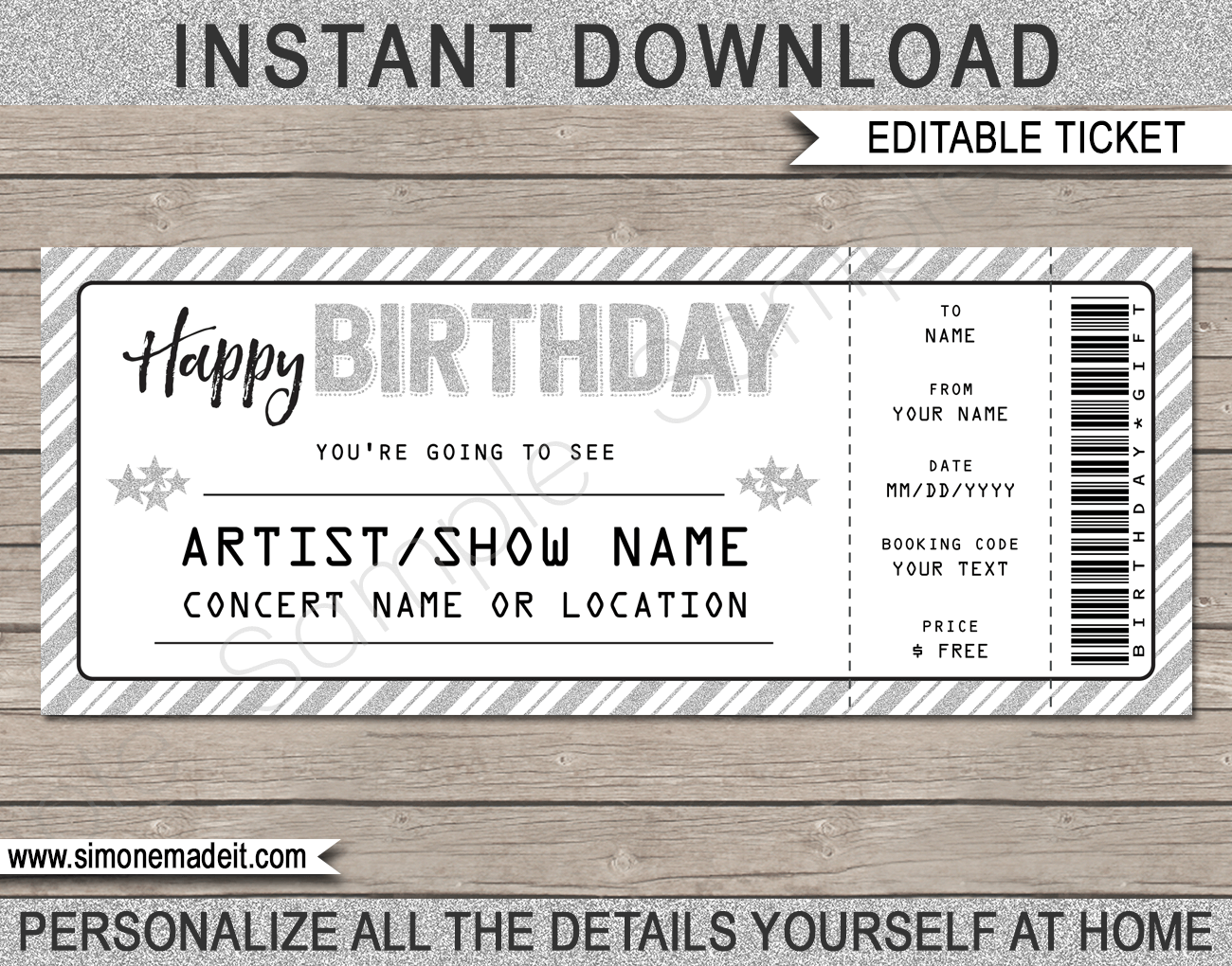 concert ticket template free printable