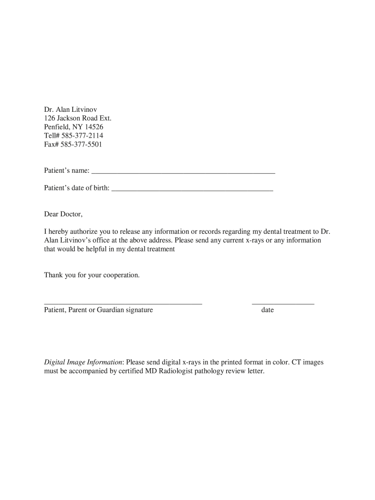 Printable Dental Records Release Form Pdf Fill Out Sign Online DocHub