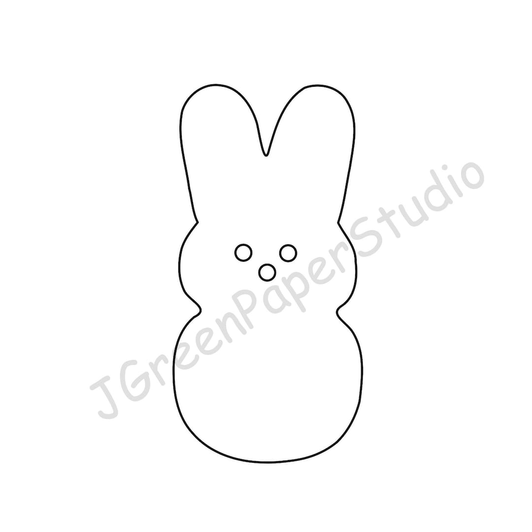 Printable Easter Bunny Peeps Template Kids Coloring Page Stencil PDF SVG Digital Download Etsy