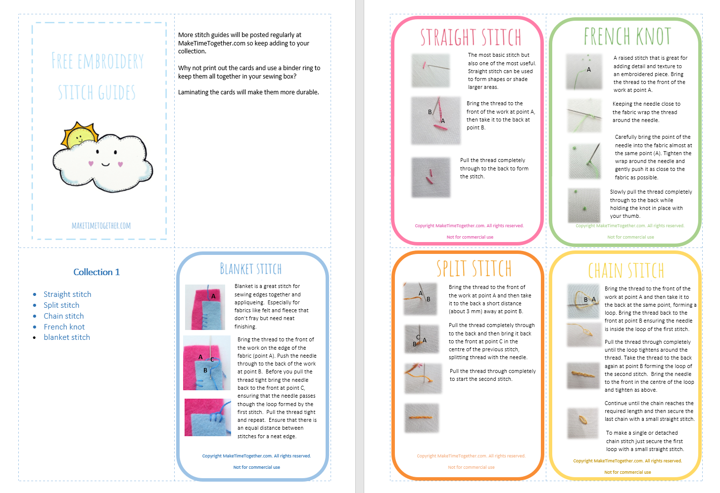Printable Embroidery Stitch Guides Make Time Together