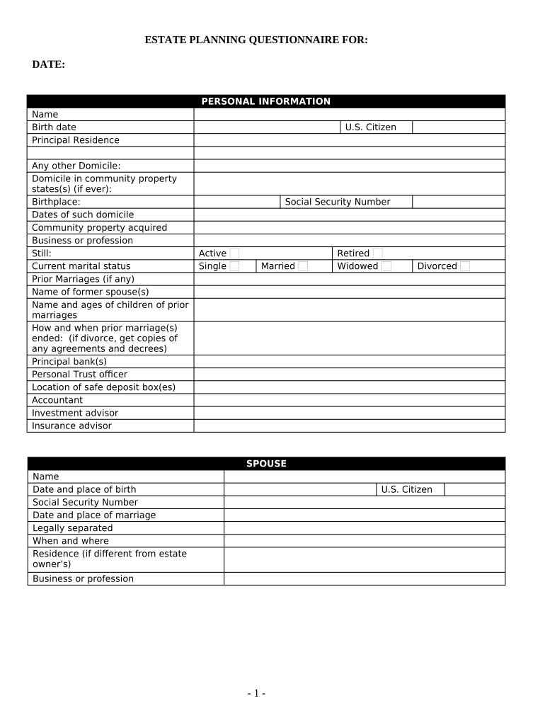 printable estate planning checklist pdf