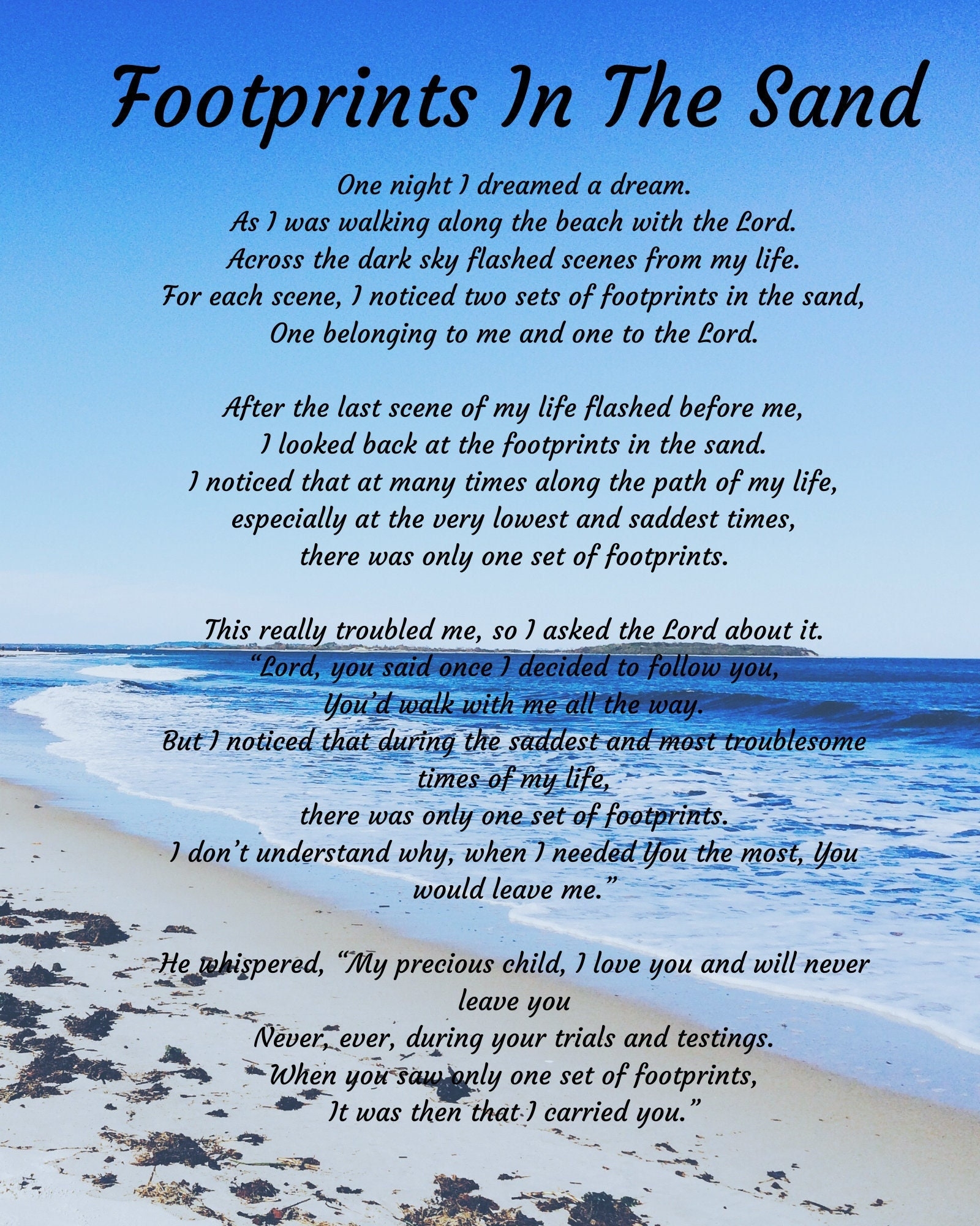 Printable Free Printable Footprints In The Sand Etsy