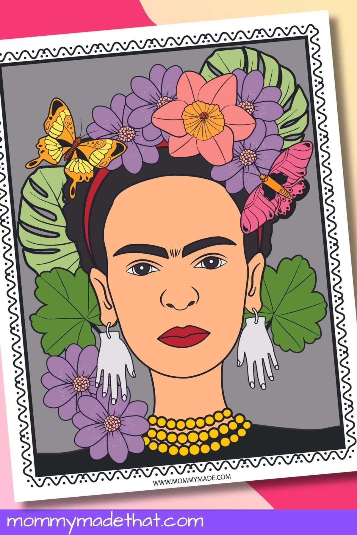 Printable Frida Kahlo Art Project Free Template 