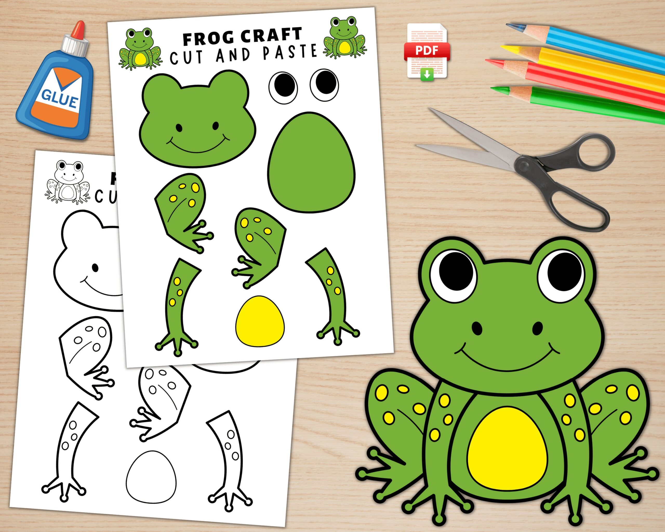 Printable Frog Craft For Kids Spring Craft Activity Pond Life Activity Frog Paper Craft Build A Frog Frog Coloring Page PDF Etsy Sweden