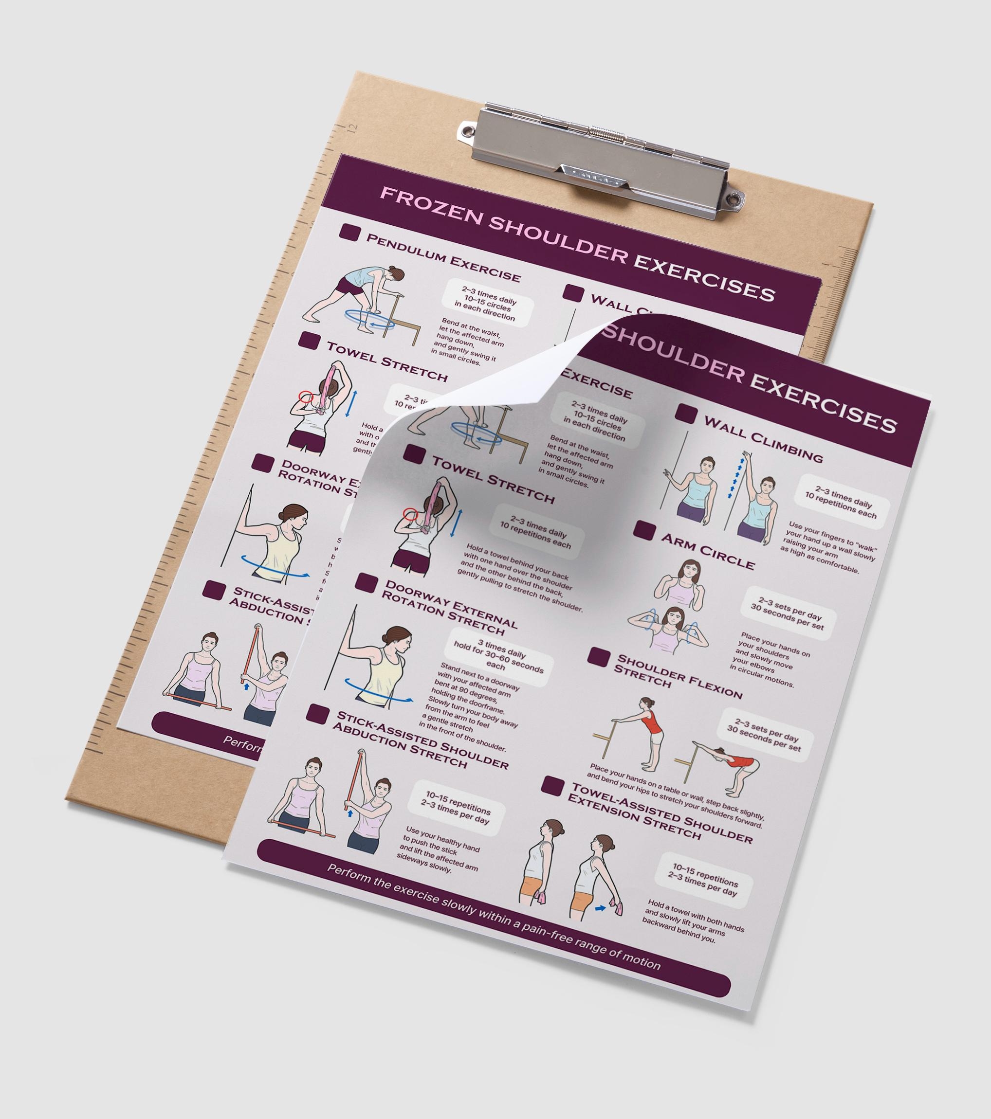 Printable Frozen Shoulder Stretch Poster Gentle Rehab Exercises For Pain Relief A4 Digital Download Etsy Norway