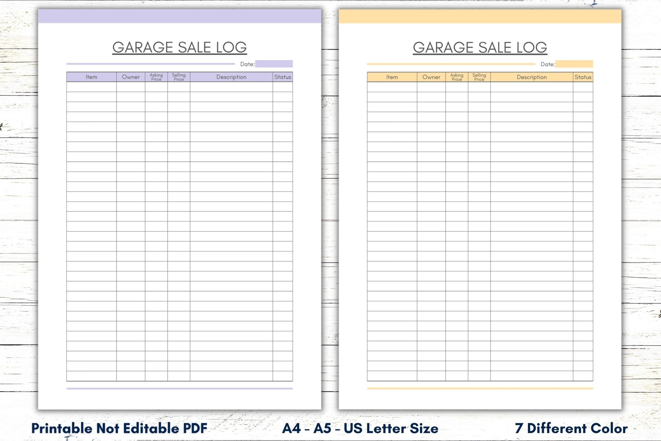 Printable Garage Sale Log Money Tracker PDF Etsy