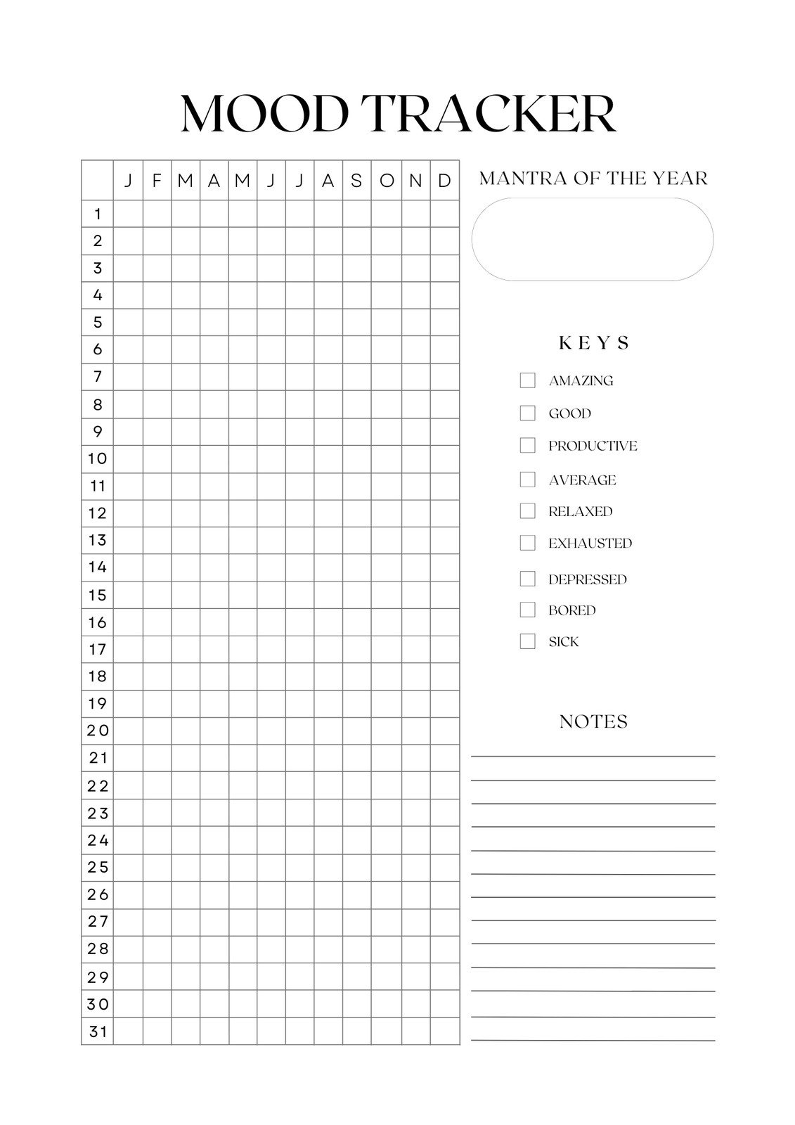 mood tracker printable
