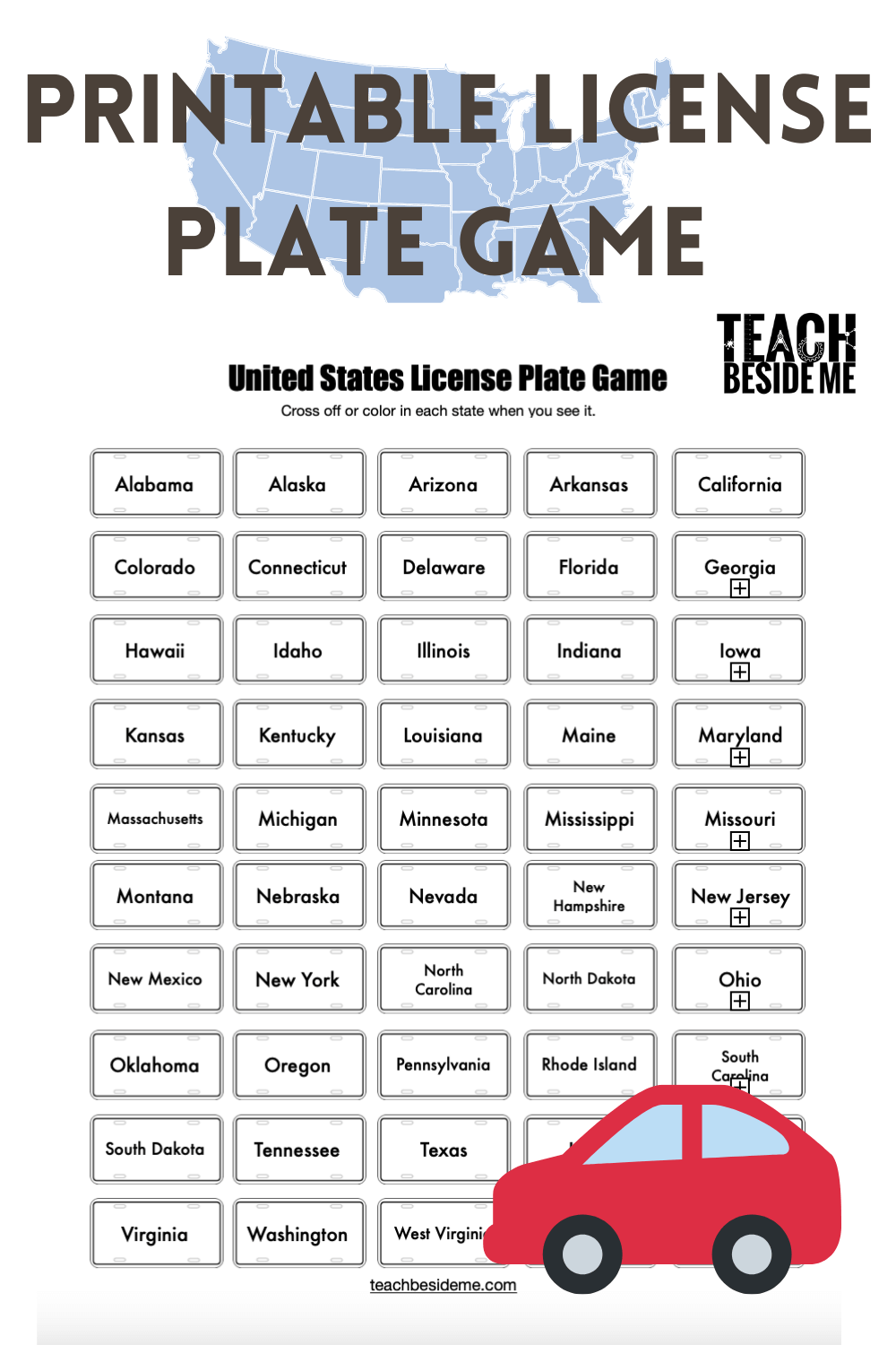 license plate game printable
