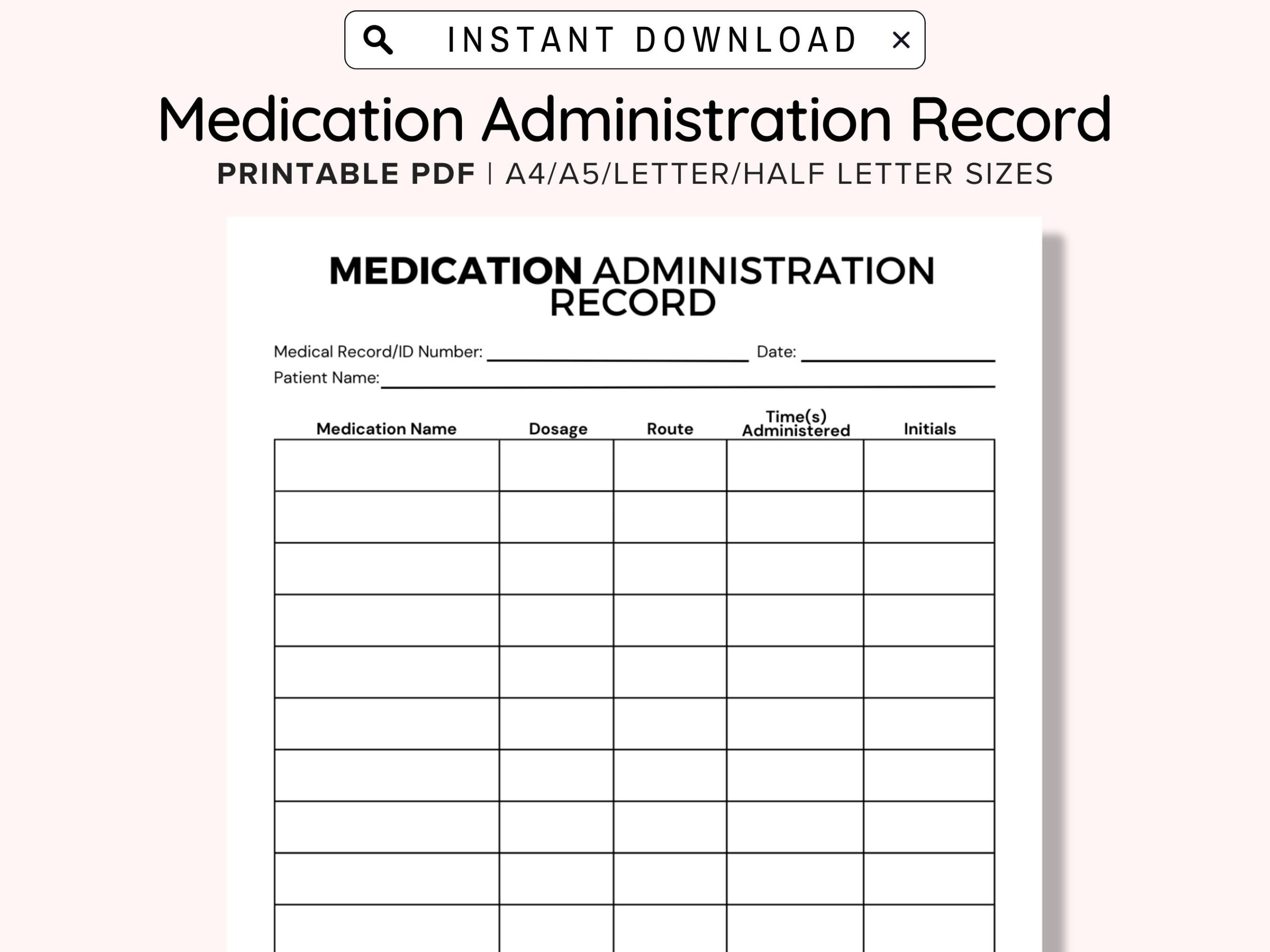 free printable medication administration record template