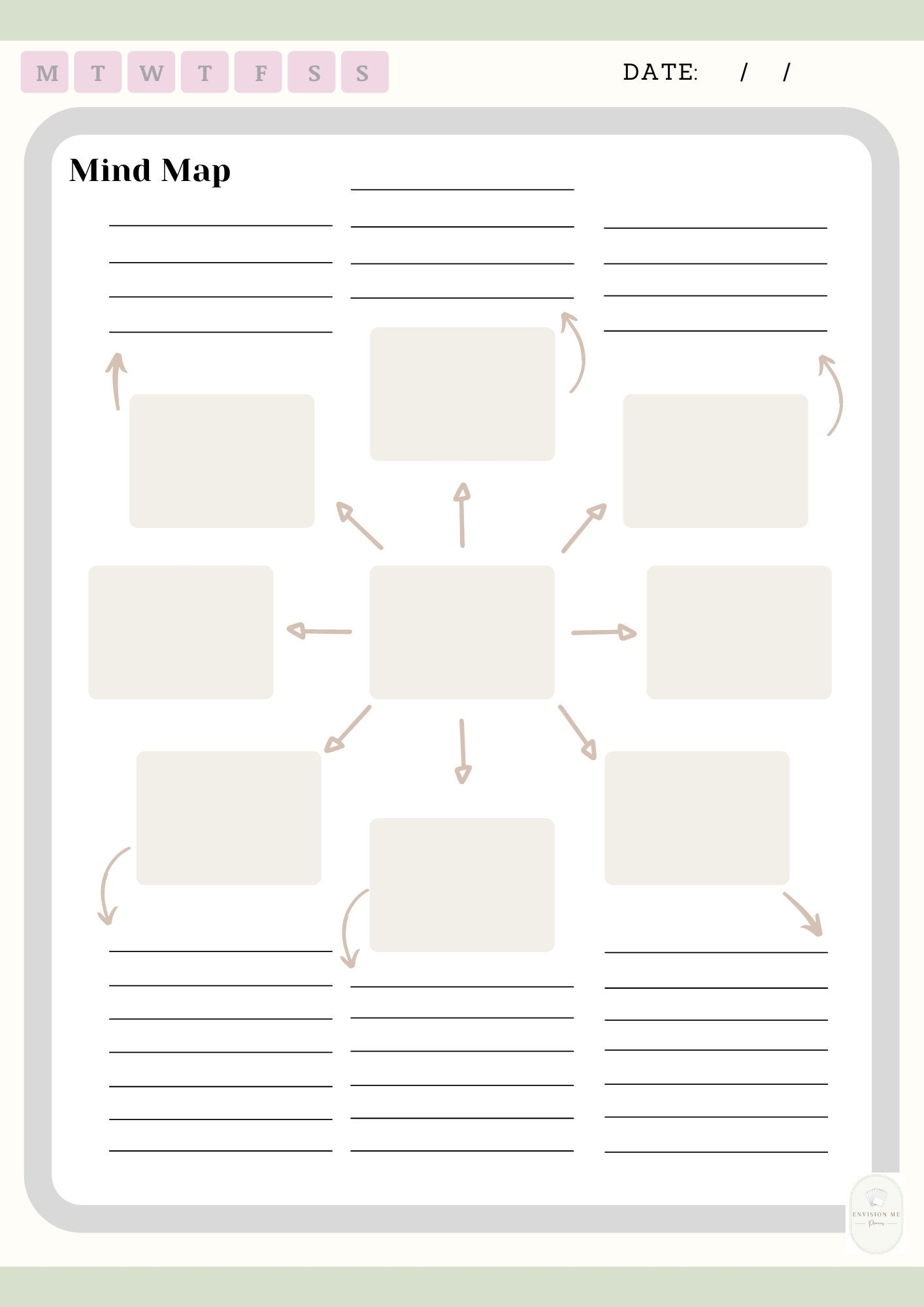 Printable Mind Map Template A4 Brainstorm Planner PDF Instant Digital Download Etsy