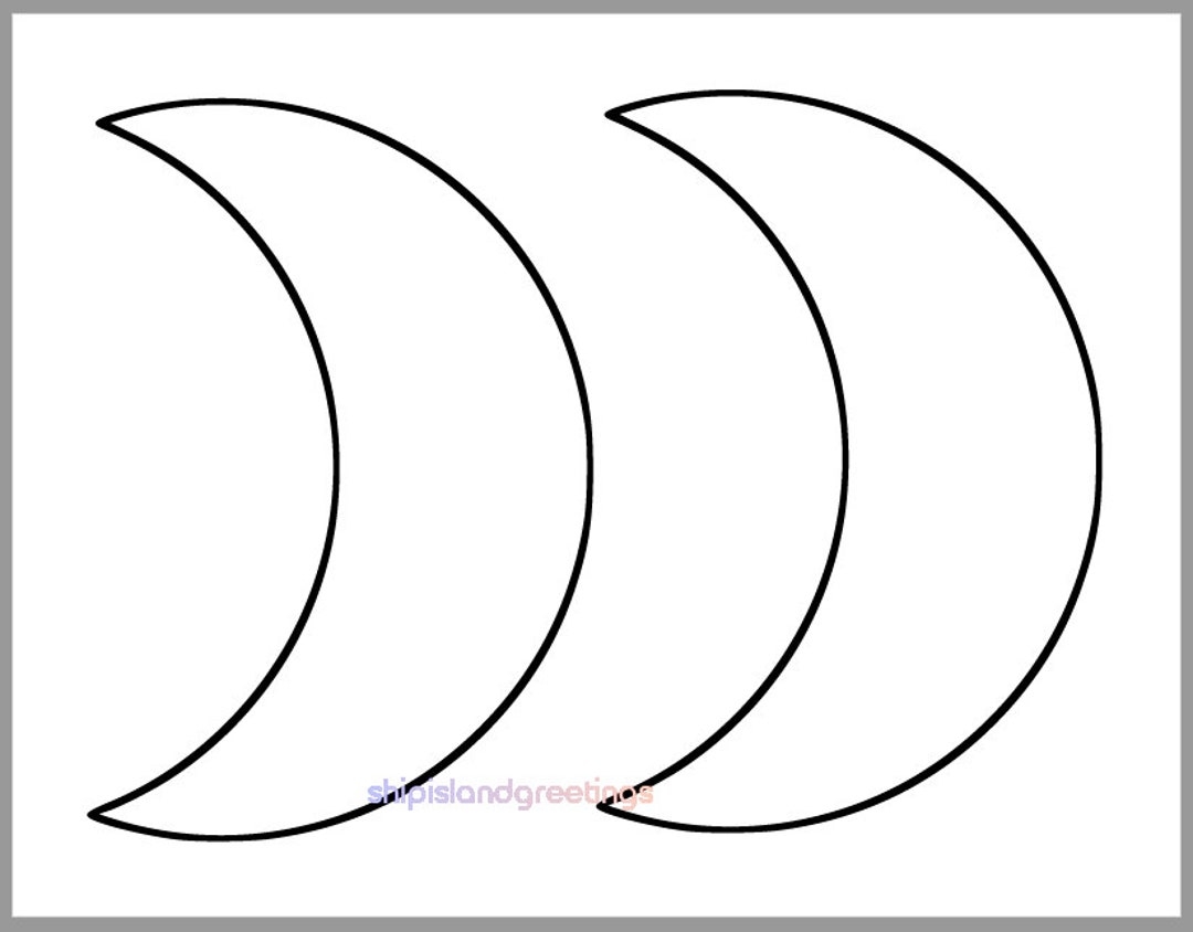 Printable Moon Template large Crescent Moon Cutout 7 Inch Crescent Moon baby Shower Decor diy Crafts half Moon Template printable Template Etsy