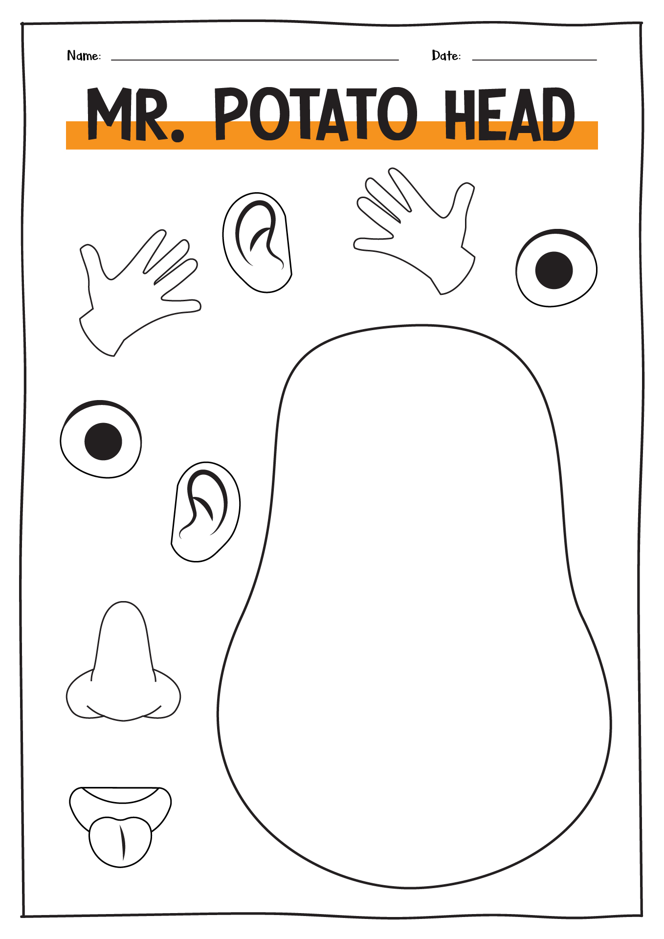 Printable Mr Potato Head Parts