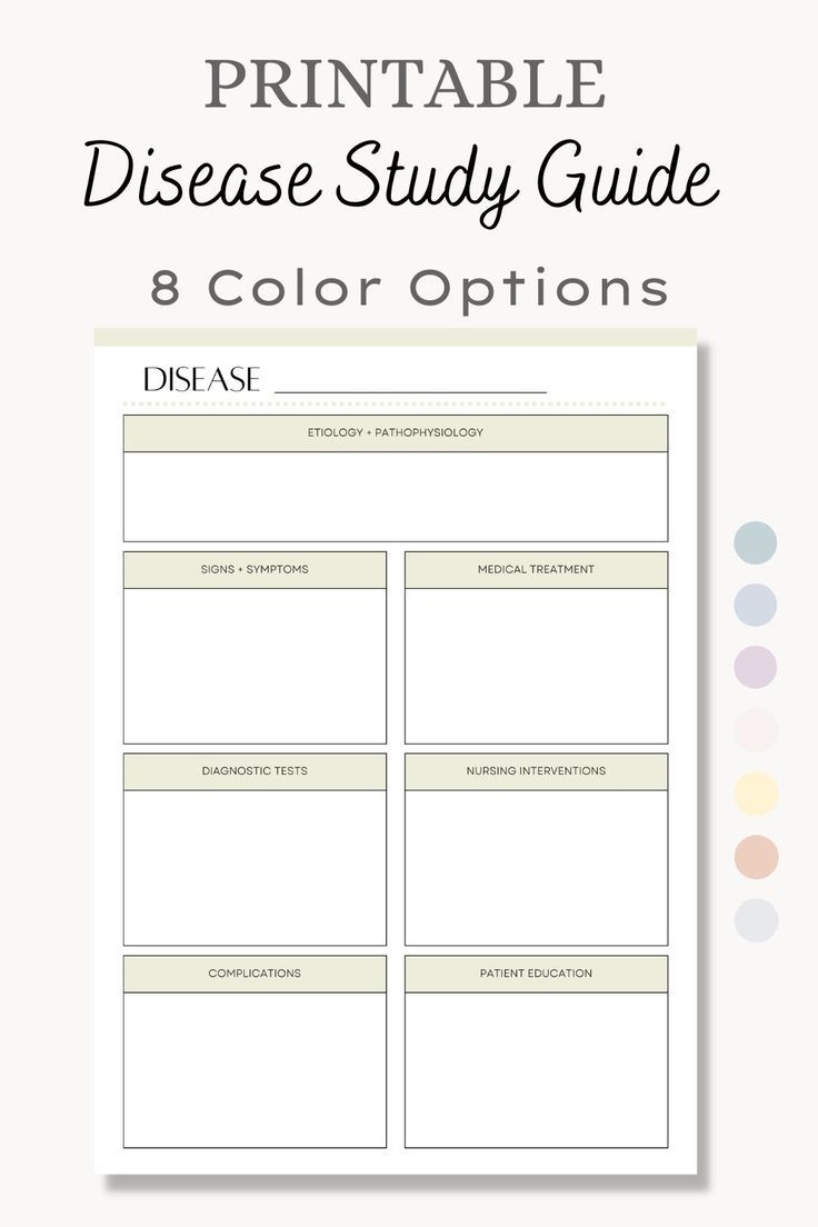 Printable Nursing Student Disease Template Pathophysiology Nursing Study Guide Nursing School Note
