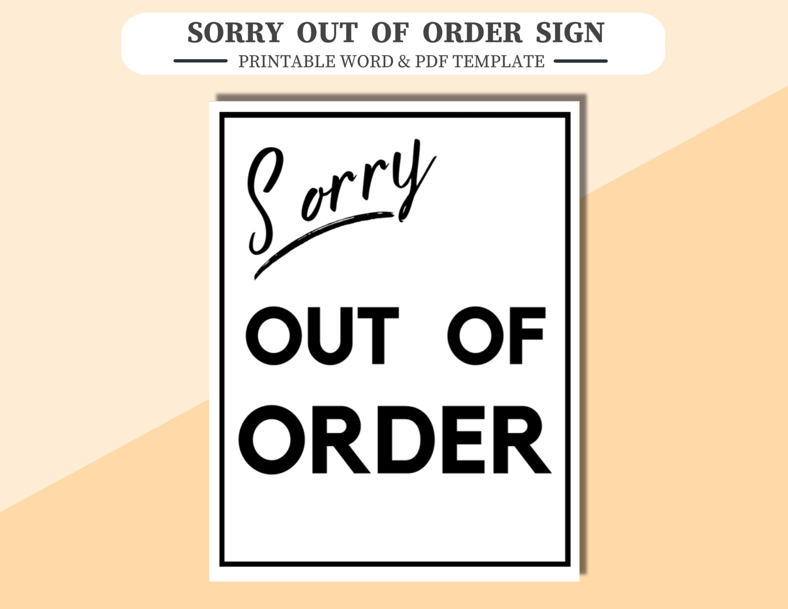 out order sign printable