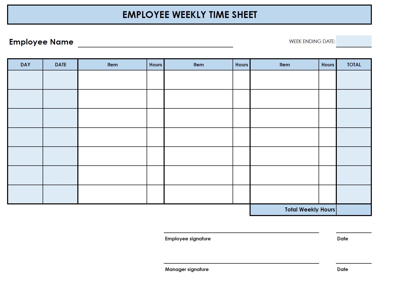 Printable PDF Weekly Timesheet Items Printable Timesheet Time Card Time Tracker Work Log Timekeeping Sheet Etsy