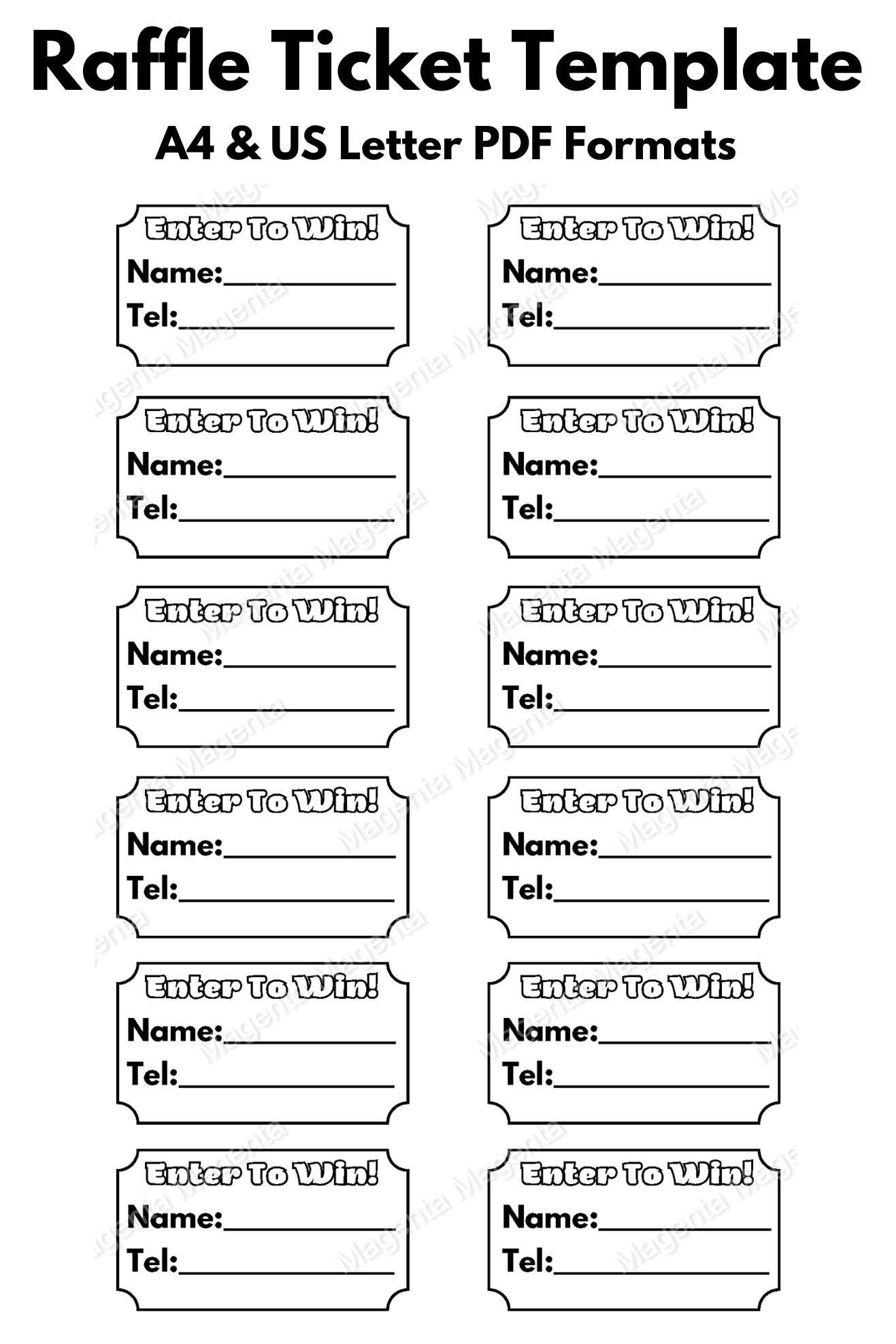 Printable Raffle Tickets Templates Free Shop On Pinterest