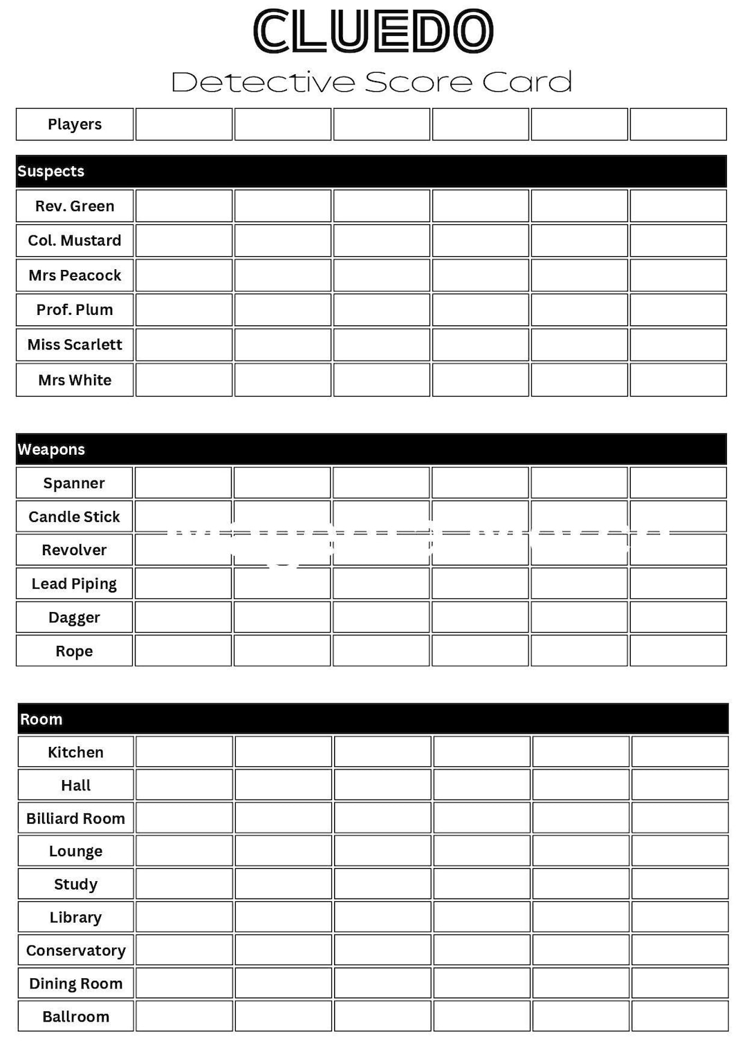 printable clue sheets pdf