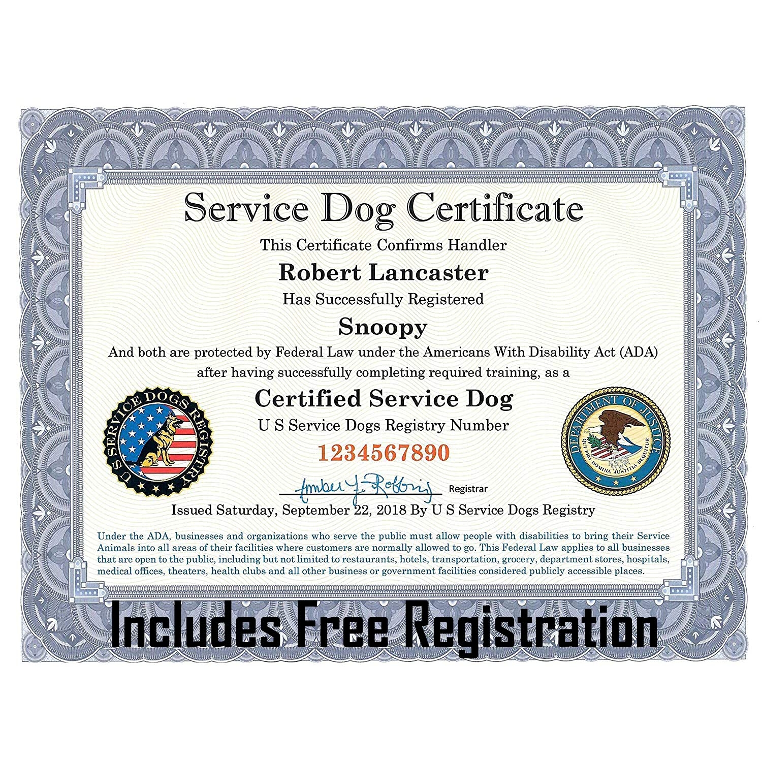 printable service dog certificate pdf