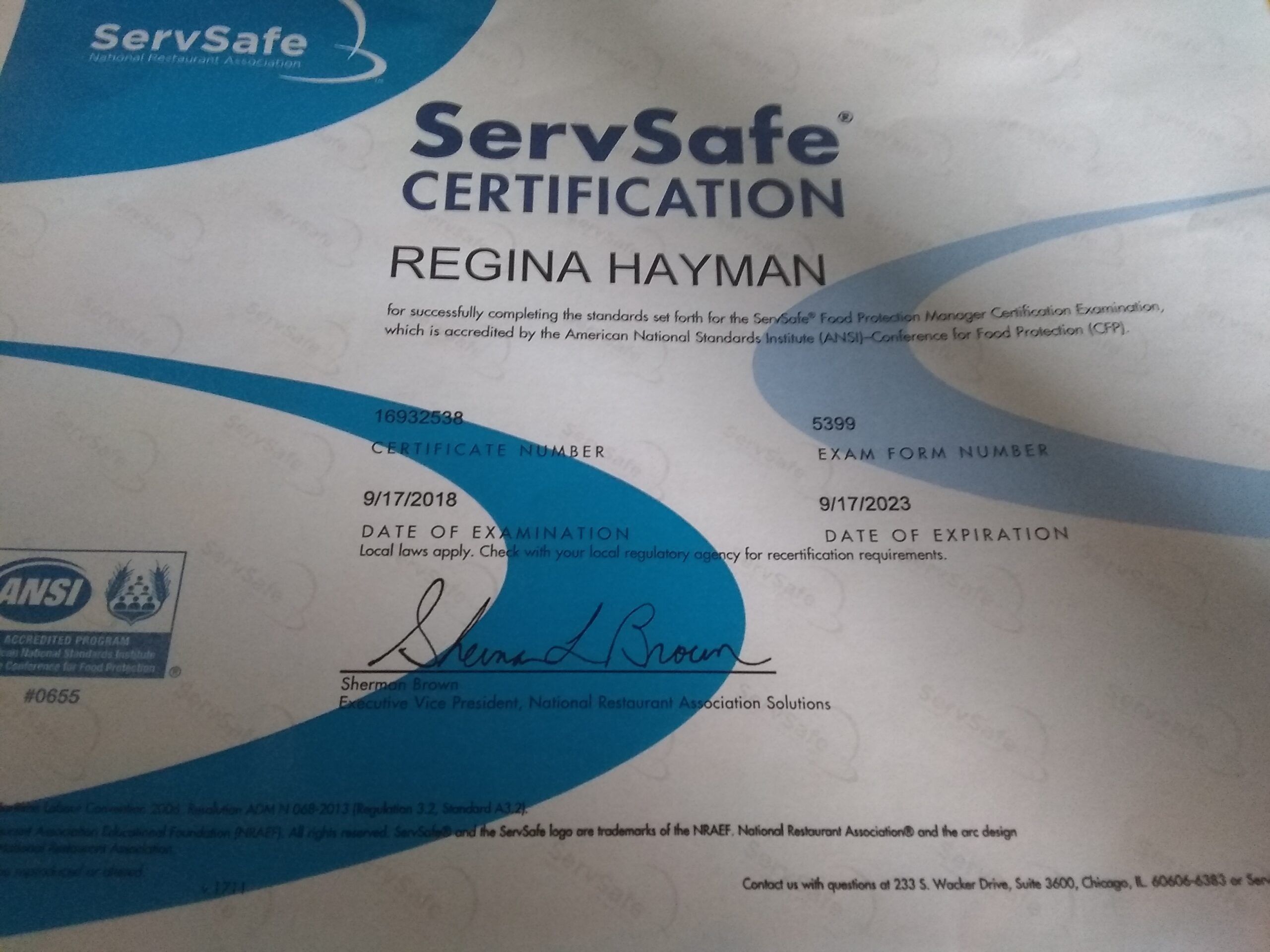 Printable Servsafe Certificate