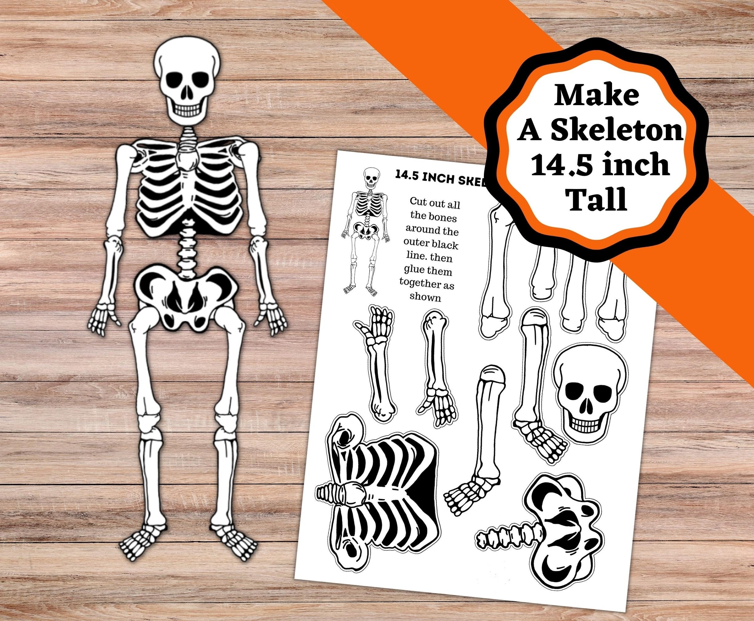 Printable Skeleton Craft 14 5 Inch Skeleton Cut And Glue Craft Easy Skeleton Or Halloween Craft Etsy Israel
