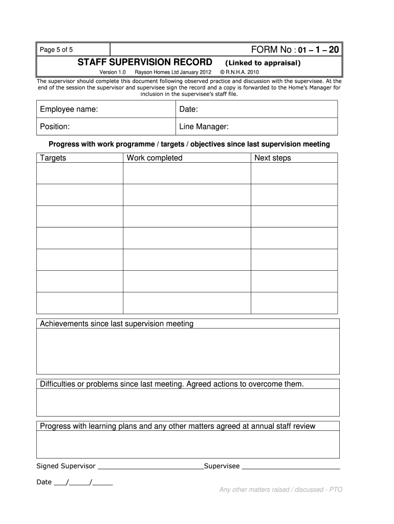 Printable Supervision Template Fill Online Printable Fillable Blank PdfFiller
