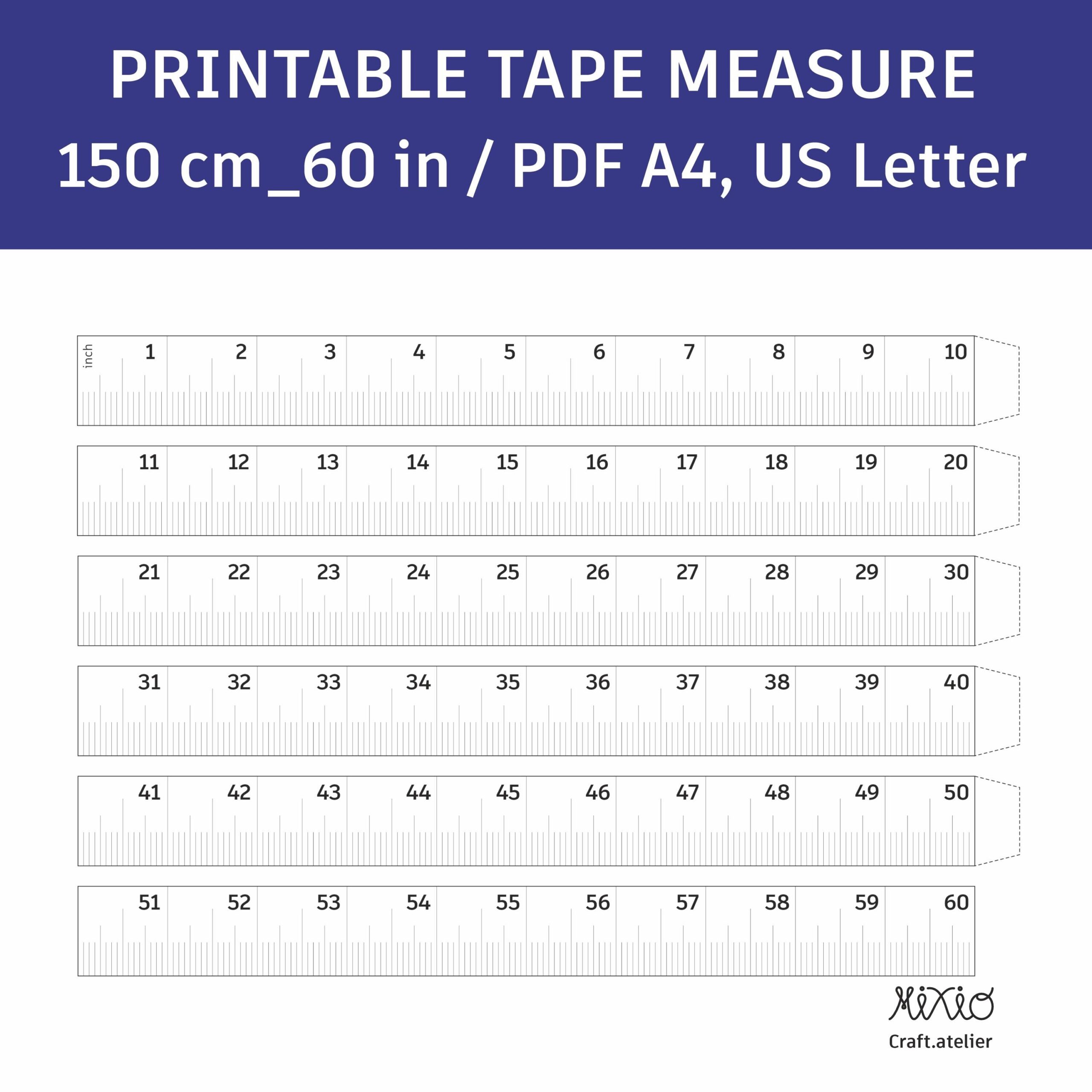 Printable Tape Measure 150 Cm 60 Inch Rulers PDF Download Etsy Printable Tape Measure 150 Cm 60 Inch Rulers PDF Download Etsy