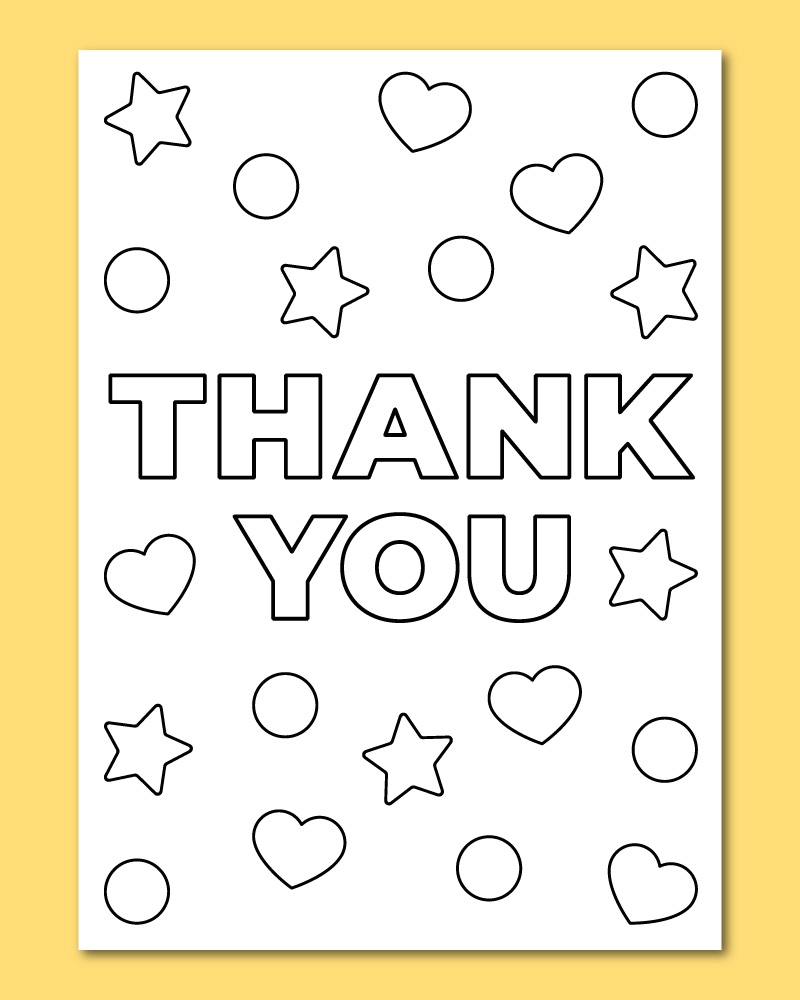 Printable Thank You Coloring Card Chevron Lemon