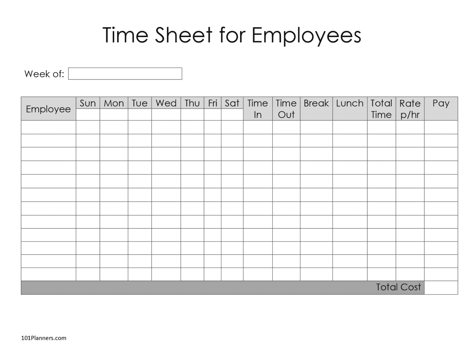 Printable Weekly Time Sheets Free Printable Party Favors