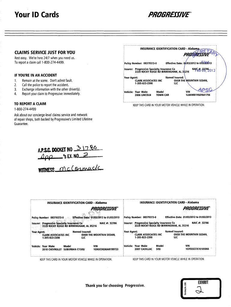 Progressive Insurance Card Fill Online Printable Fillable Blank PdfFiller