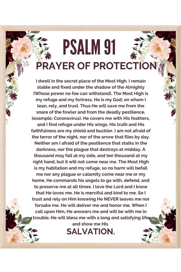 Psalm 91 Prayer Of Protection Printable Instant Download 8x10 And 11x 14 Inches PDFs And JPG Files
