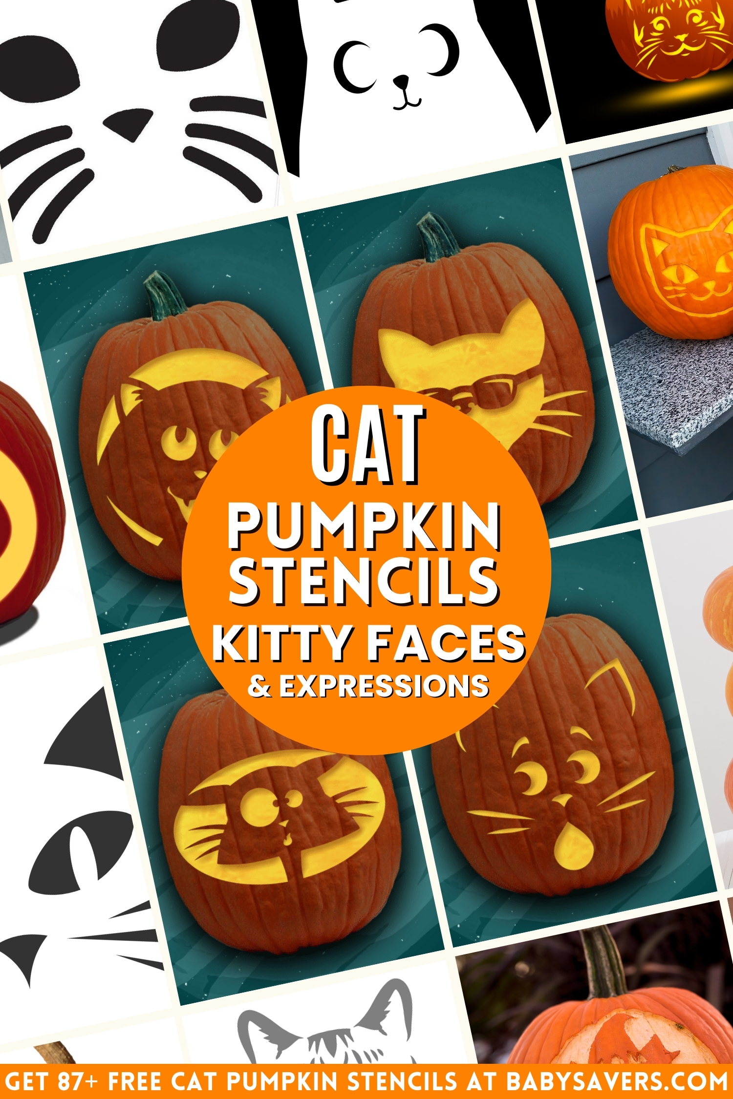 free printable cat pumpkin stencil