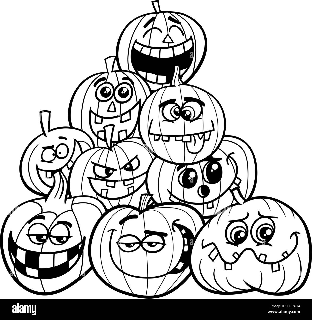 Pumpkin Coloring Page Art Black And White Stock Photos Images Alamy
