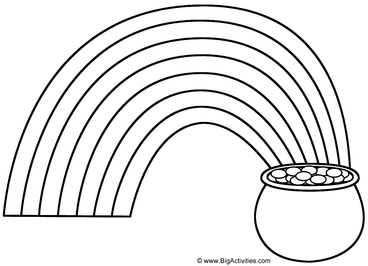 Rainbow And Pot Of Gold Coloring Page St Patrick s Day 