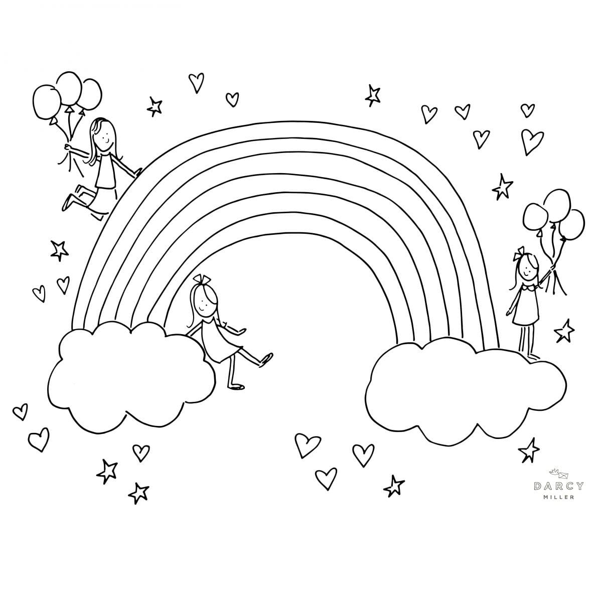 coloring pictures of rainbows