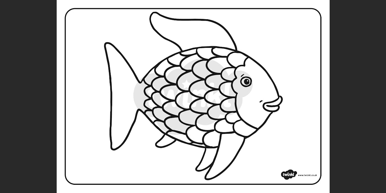 rainbow fish colouring in page