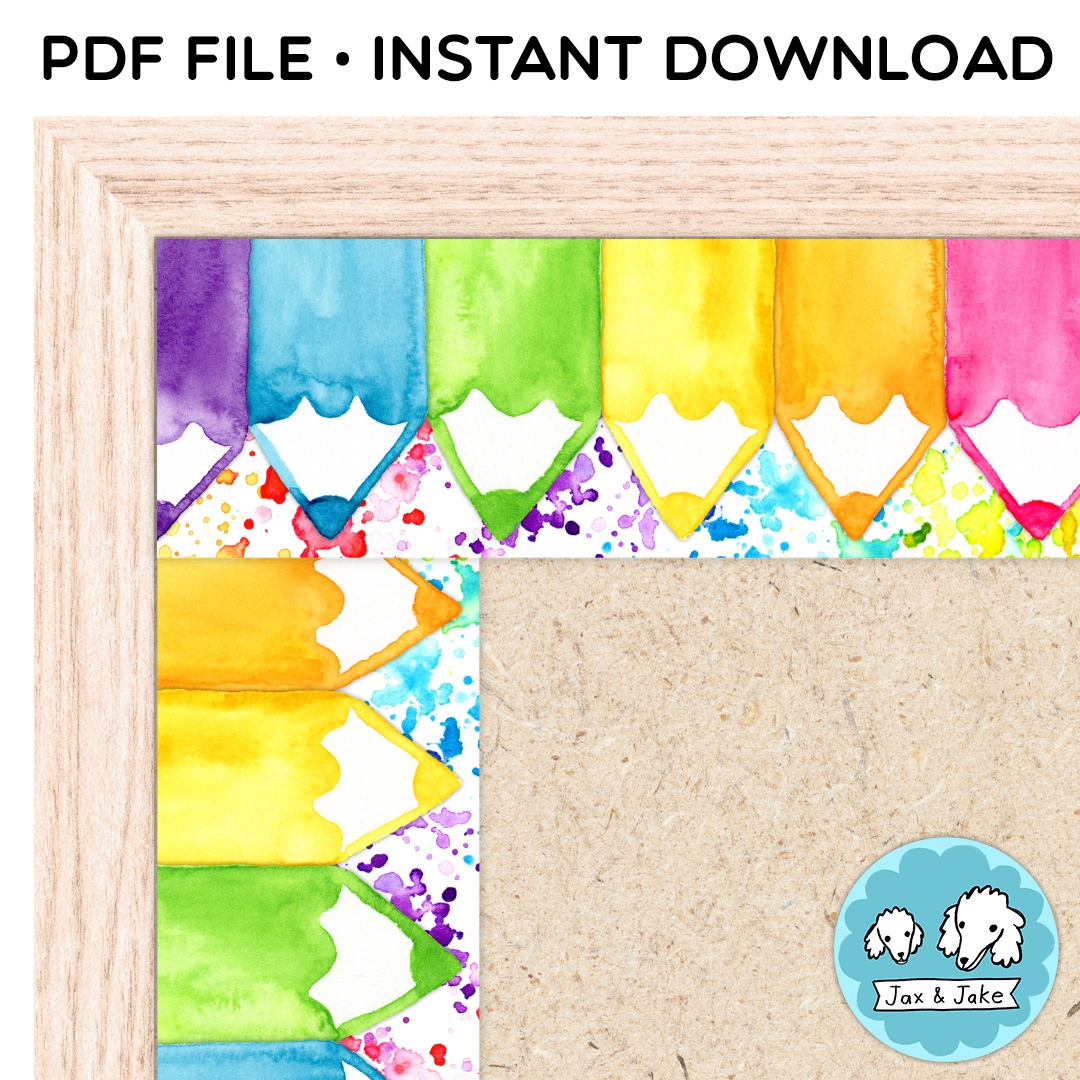 Rainbow Watercolor School Bulletin Board Borders Printable Classroom Boarders Classful