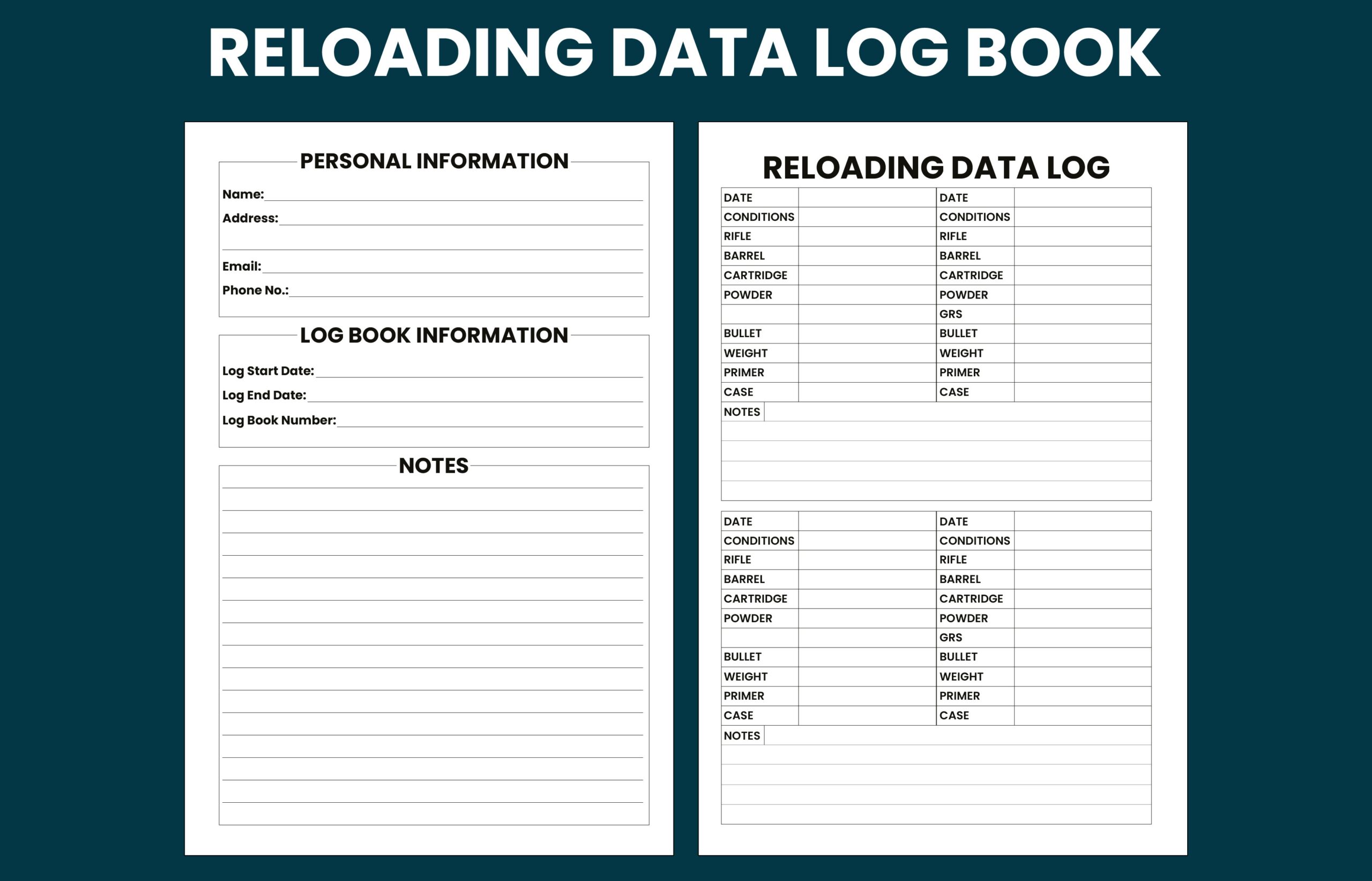 Reloading Data Log Book Graphic By Cool Worker Creative Fabrica