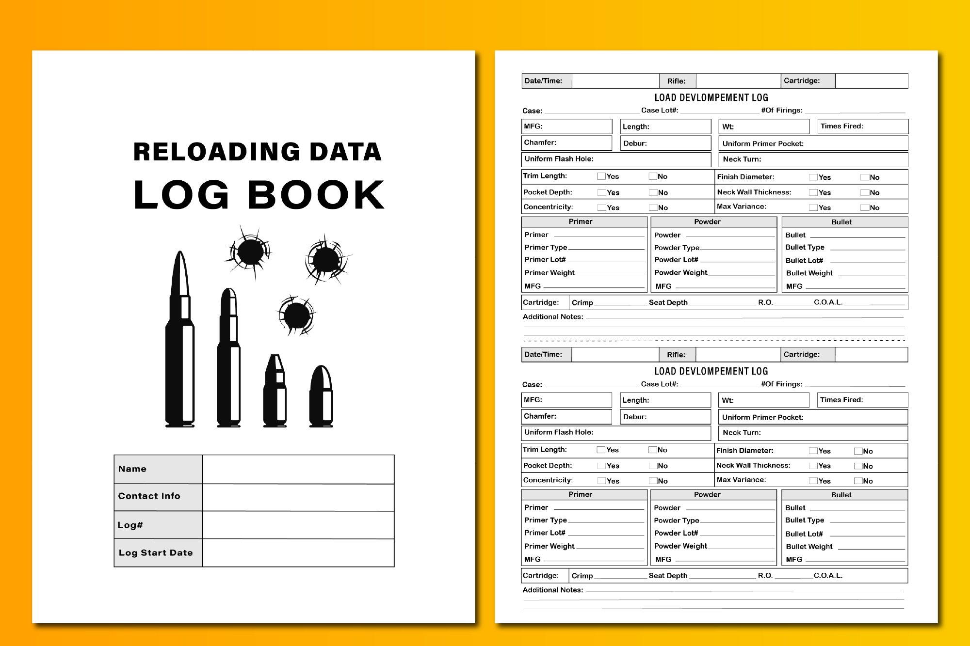 Reloading Data Log Book Interior KDP