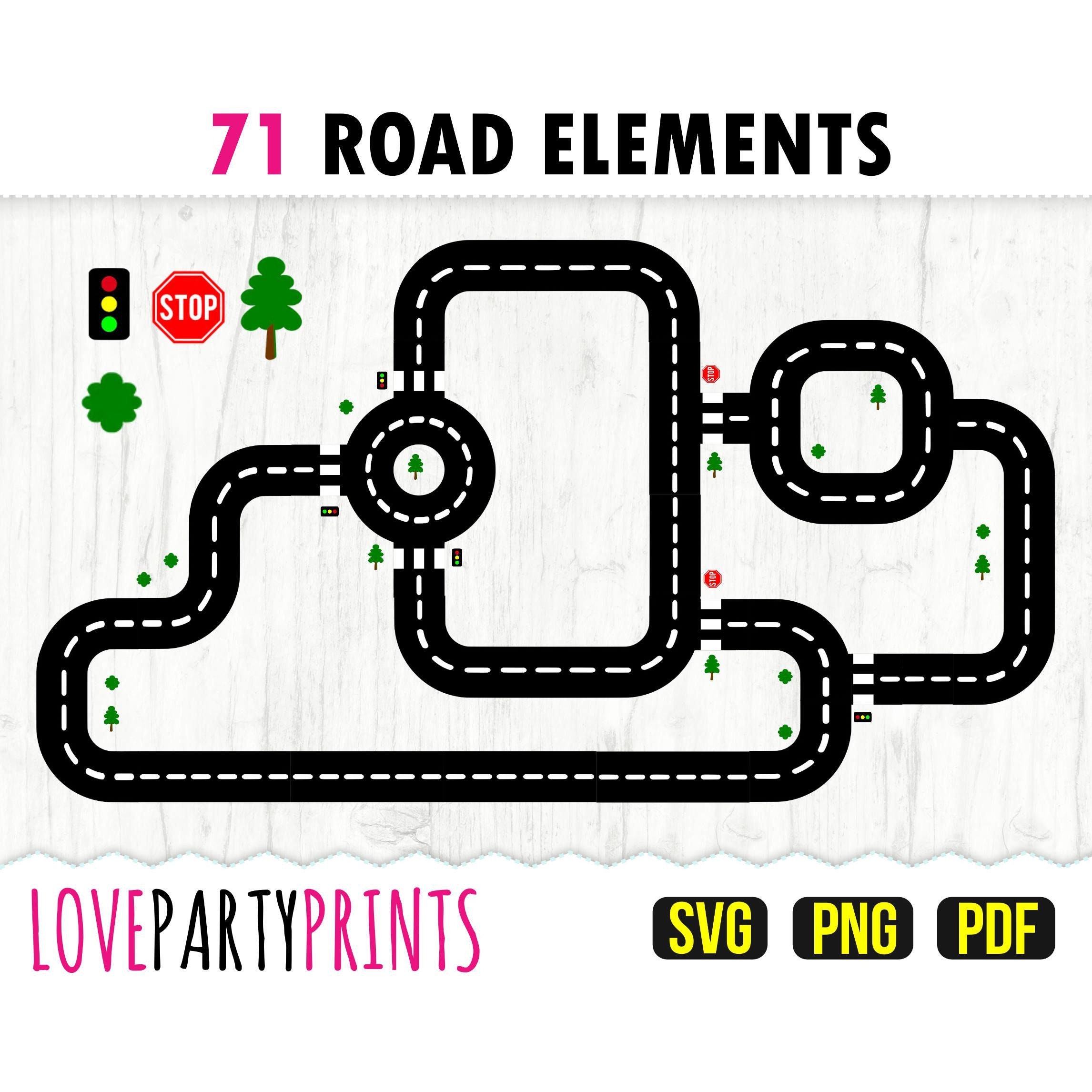 Road Templates SVG PNG PDF Race Track Elements Road Blocks Curved Road Straight Road Asphalt Highway Road Clipart Roundabout 1283 Etsy Denmark