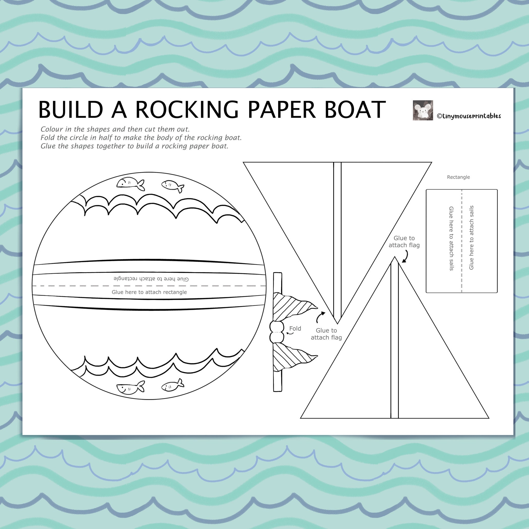 Rocking Paper Boat Craft Printable Activity Kit digital Download Etsy Israel