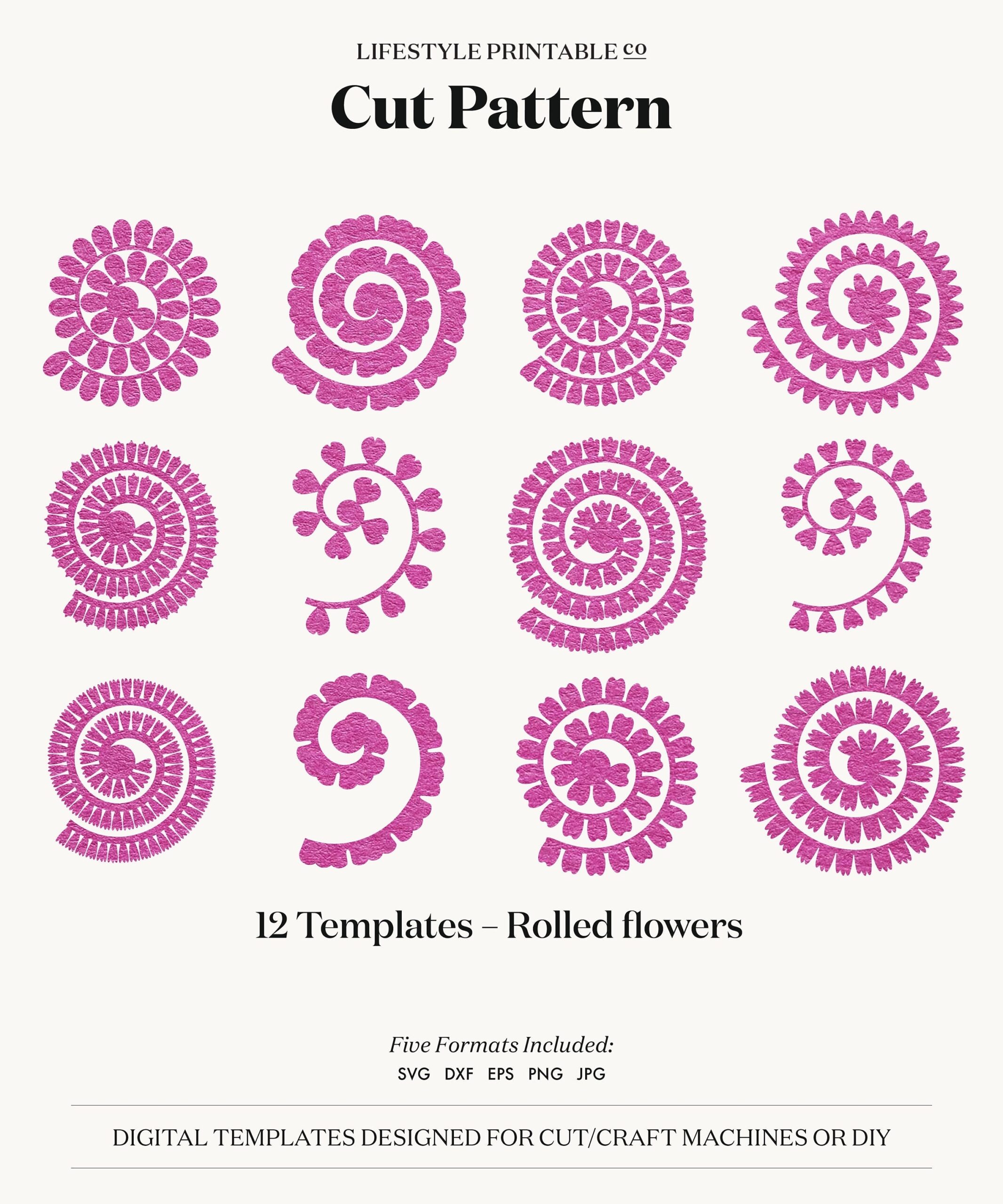 Rolled Flower SVG 3D Flower Template Rolled Paper Flower SVG Paper Flowers Template Silhouette And Cricut Cut Files Etsy